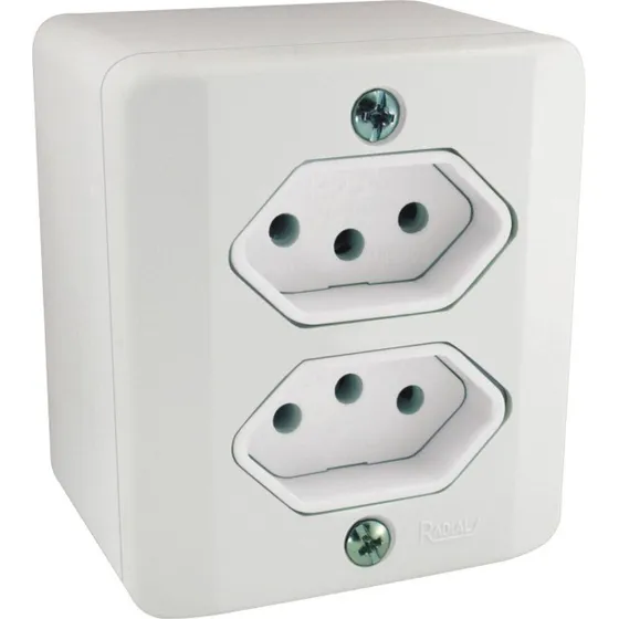 Tomada Dupla 3 Polos (2p+t) 10a Sistema X Branco Radial