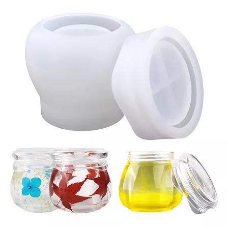 Molde Resina Silicona Con Tapa Para Botellas Tarros Pudding