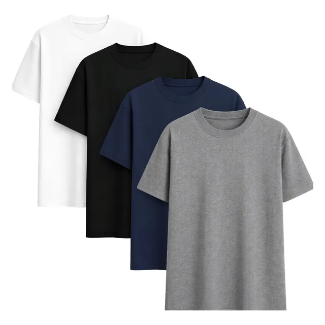 Kit 4 Camisas Camiseta Básica Lisa 100% Algodão Premium 30.1