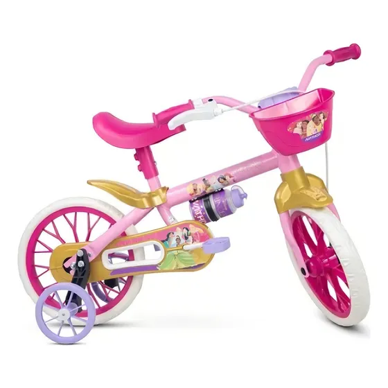 Bicicleta Princesas Aro 12 Menina Nathor Rodinhas E Cesta