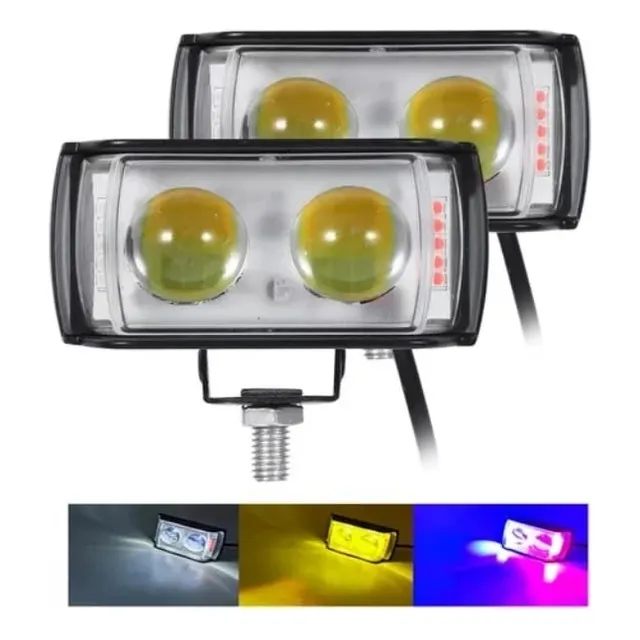 Par Faro Explorador Dual 27w Fijo + Flash / Luz Policial