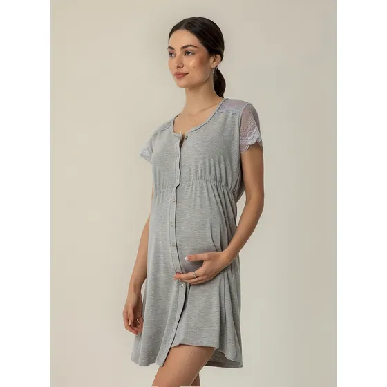 Camisón Alondra Embarazo Lactancia Modal Puntilla Plus Size