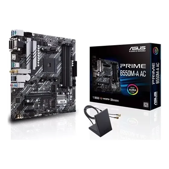 Motherboard Asus Prime B550m-a Ac Wifi Am4 Ryzen Aura Sync Color Negro