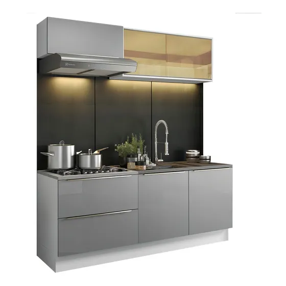 Cocina Integral Completa Modular Madesa Lux 200cm Color Blanco/Gris 01