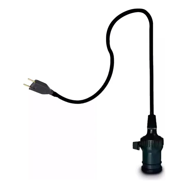 Cabo Pendente 3m E Bocal E-27 Com Interruptor E Com Tomada
