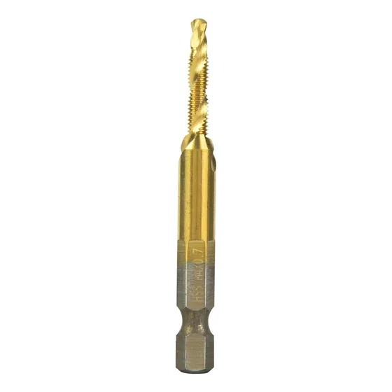 Rosca Tornillo Macho Hss Dorado 6,35 Mm Vastago Hexagonal 15