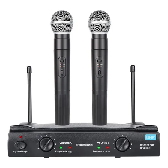 2 Micrófonos Inalambricos Uhf Double Channel 230u Black