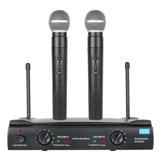 2 Micrófonos Inalambricos Uhf Double Channel 230u Black