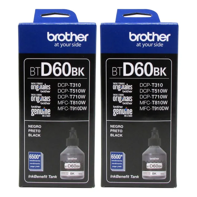Kit De 2 Tintas Brother Originales Negras Btd60 T510 T310