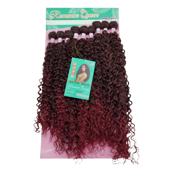 Cabelo Cacheado Bio 9 Telas Water Wave Romance Queen 360g Cor Castanho Com Marsala