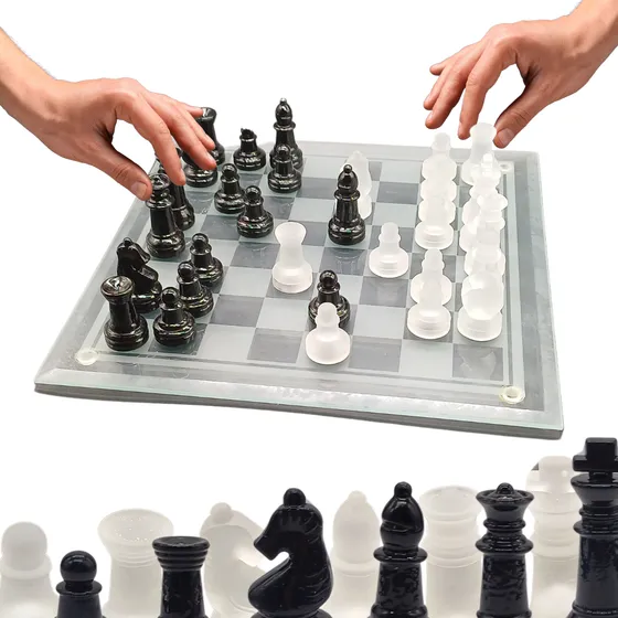 Juego Ajedrez Mesa Ficha Tablero 25cm Vidrio Cristal Regalo