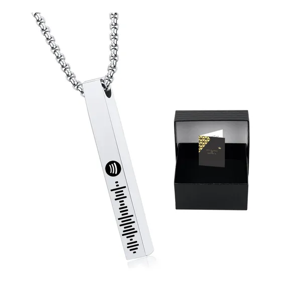 Colar Corrente Feminino Pingente Pendulo Palito Aço Spotify