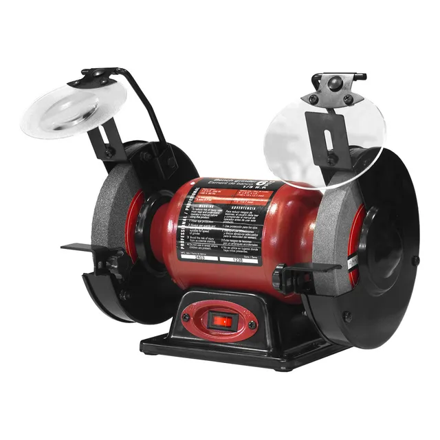Esmeril De Banco 6 De 1/3 Hp Knova Kn 7053 Color Rojo 60hz 3600 rpm Discos 6"x3/4" Base De Acero, Pantallas protectoras ovaladas ,Deflectores de chispas Ajustables De Uso Profesional Para Taller