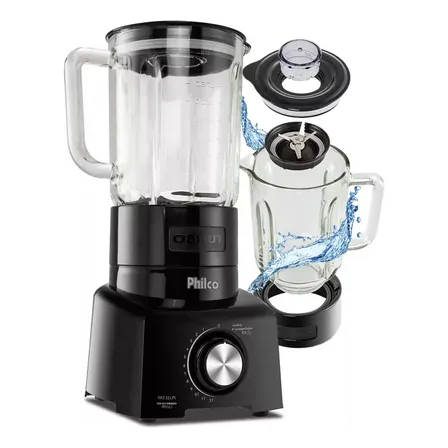 Liquidificador Philco Glass Turbo 1200w Copo De Vidro 127v - Preto
