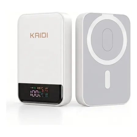 Power Bank Indução Turbo 10.000mah Magnético Sem Fio Kaidi Branco