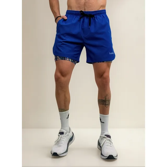 Short Deportivo Quechua Azulino Eco 2 En 1 Con Cierre Konko