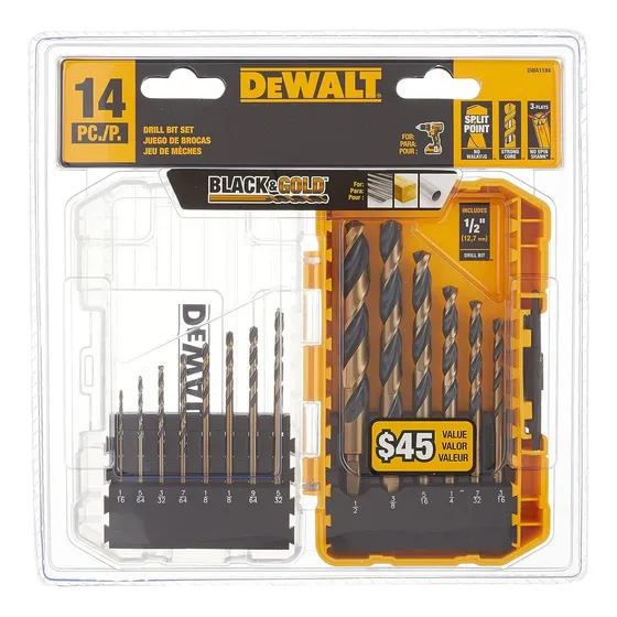 Juego 14 Brocas Dewalt DWA1184 Con Óxido Negro Acero Alta Velocidad
