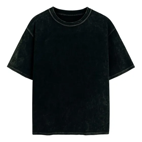 Remera Acid Wash Lisa Azul Marino Stone Washed  100% Algodón