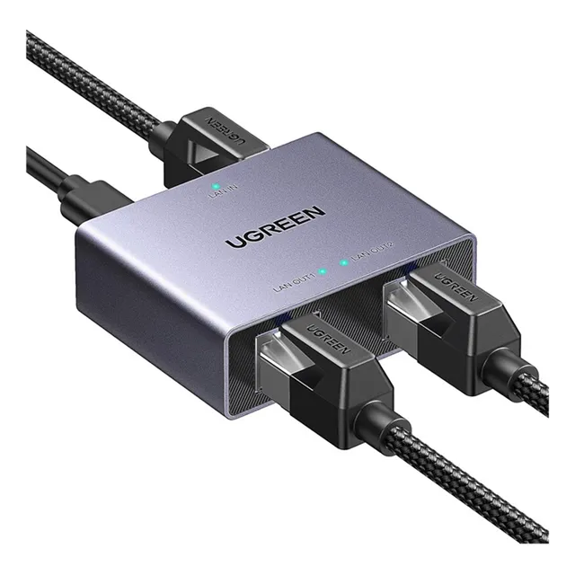 Divisor Ethernet Ugreen De 1000 Mbps 1 A 2 Para Computadora Color Plateado