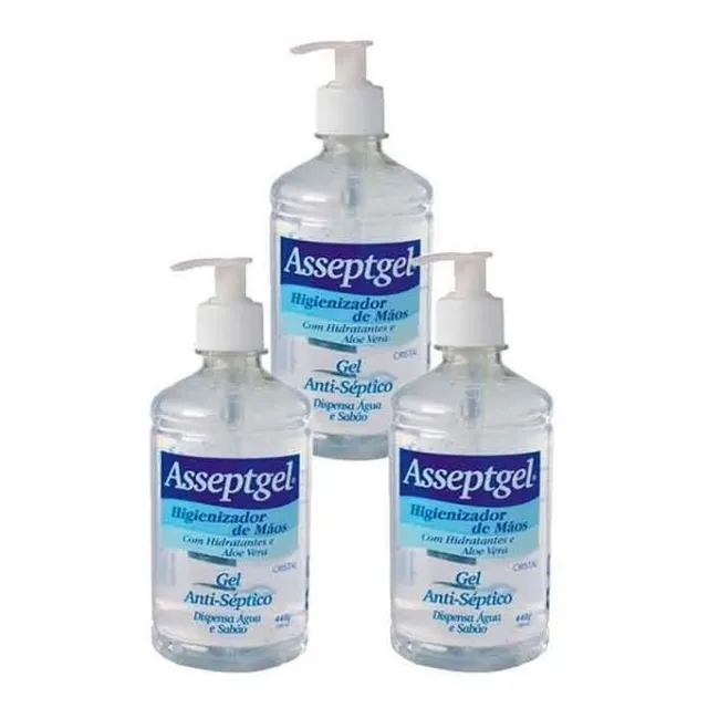 03 Álcool Gel P/mãos 70% Asseptgel Antisséptico 440gr Start