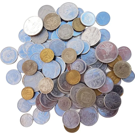Lote Moedas Antigas Nacionais - 100 Moedas Sem Reperir Data