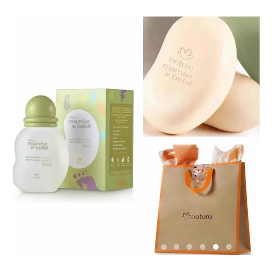 Kit Mamãe Bebê Colônia  + Caixa Sabonetes Natura + Embalagem