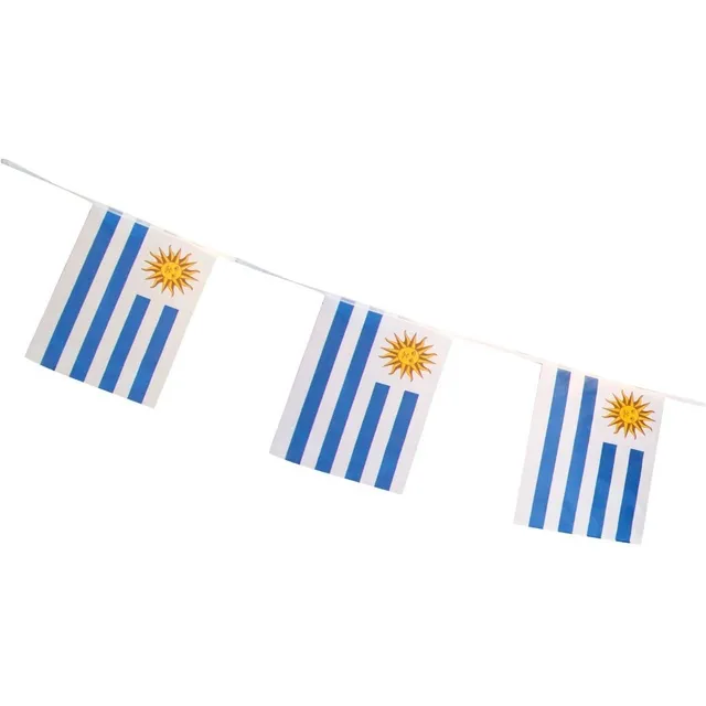 Bandera Uruguay En Guirnalda Tela Guía De Banderines 15x10cm