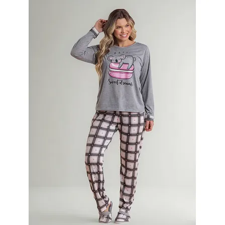 Pijama Feminino 2 Peças Coala Sweet Dreams Estampa Inverno