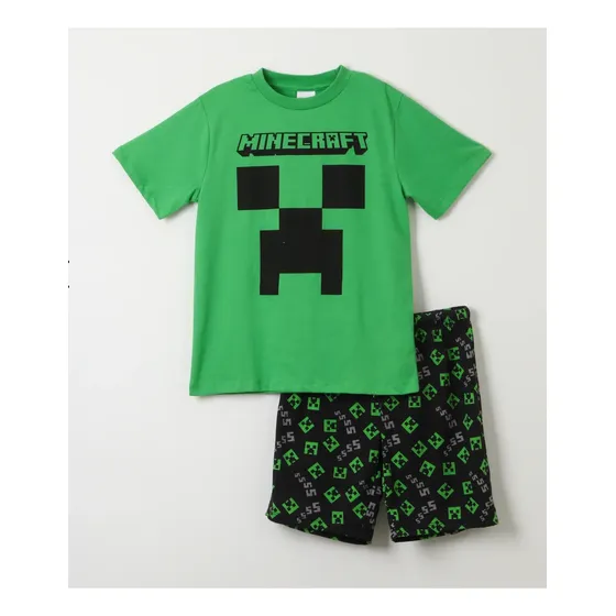 Pijama Corto Niño Minecraft Icono Verde