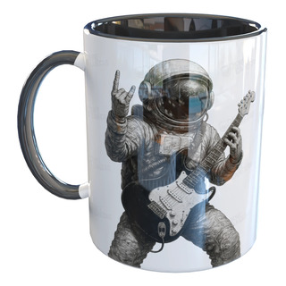 Caneca Porcelana Astronauta Guitarra Rock And Roll Colorida Caneca Porcelana Astronauta Guitarra Rock And Roll Colorida