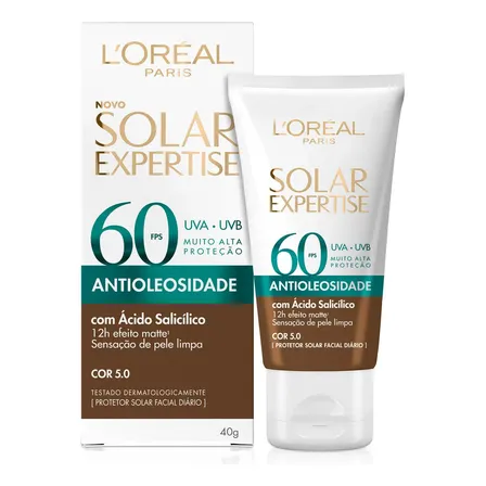 Protetor Solar Facial L'oréal Paris Solar Expertise Antioleosidade Fps60 Cor Negra 40g