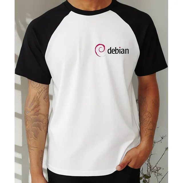 Camiseta Raglan Debian Linux Camisa