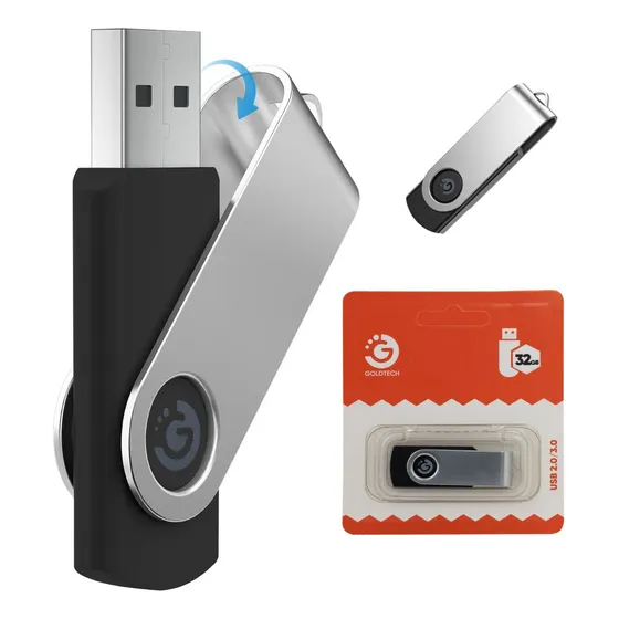 Pendrive Goldtech Almacenamiento De 32gb Diseño De Llavero © Color Negro Liso