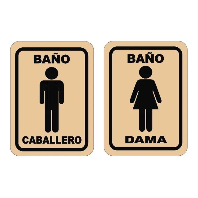 Cartel  Para  Baño Dama ,caballero En Mdf Para Interior.