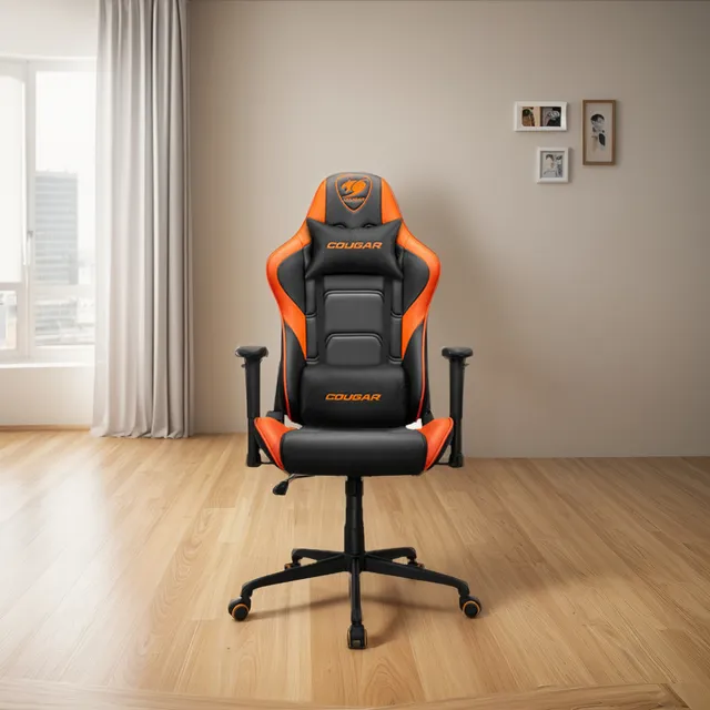 Silla Gamer Profesional Cougar Armor Elite Orange Color Negro Material del tapizado Cuero/PVC