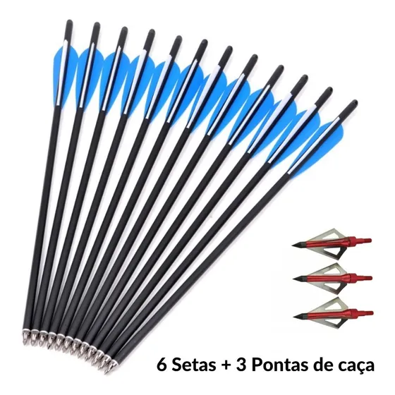 Flecha Seta Para Besta Balestra Carbono + 3 Pontas Caça
