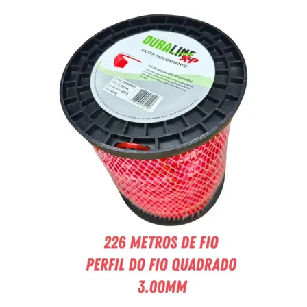 Fio Nylon 3mm Quadrado 226m Profissional Duraline Vermelho