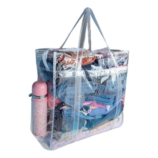 Bolsa Transparente Jumbo Sacola Grande Resistente Com Bolso Bolsa Transparente Jumbo Sacola Grande Resistente Com Bolso