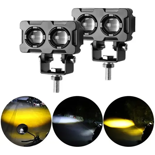 Faro Lente Cuadrada Dos Luces Luz Auxiliar 20w Ip67