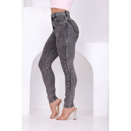 Calça Jeans Skinny Feminina Cintura Alta Levanta Bumbum Preto Jeans 42
