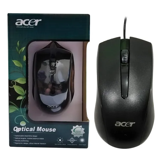 Mouse Alambrico Acer Optico 1200 Dpi Diseño Ergonomico