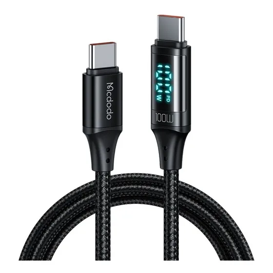 Cable Mcdodo Usb-c / Usb-c 100w Display Digital Carga Rapida 100w 1.2 Metros