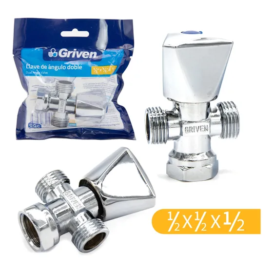 Llave Arresto Angulo Doble 1/2 X1/2  Griven