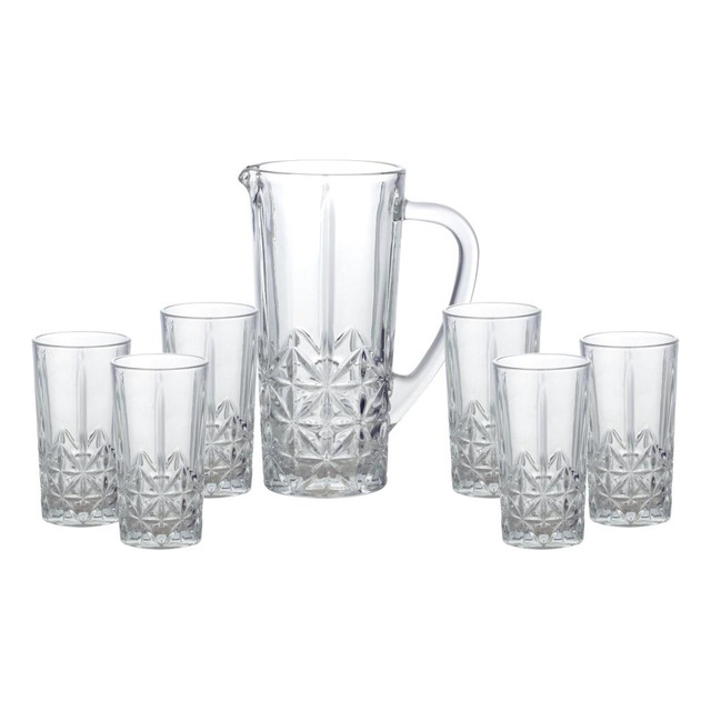 6 Copos Alto 270ml E 1 Jarra 1l Wolff Stella De Vidro 6 Copos Alto 270ml E 1 Jarra 1l Wolff Stella De Vidro