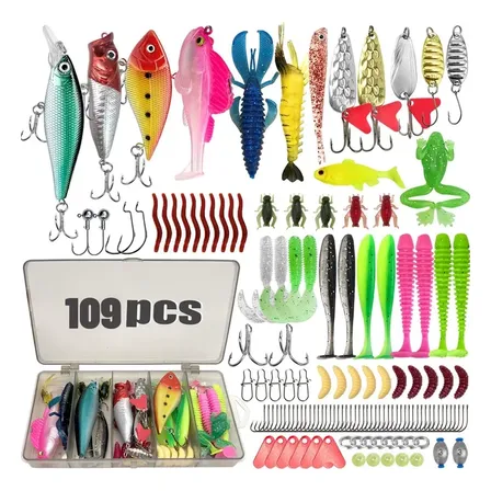 Kit 109 Unidades Iscas Artificiais Pesca Tilapia Peixes Cor Azul-aço