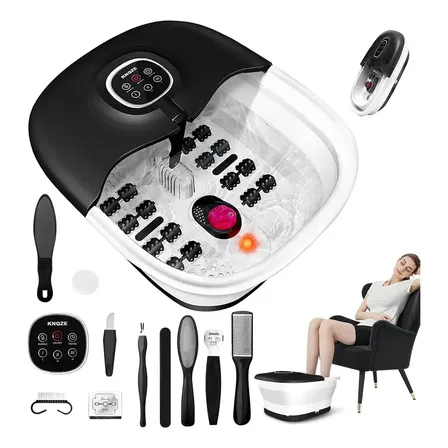 Hidromassageador para Pés Knqze com Bolhas, Aquecimento e Infravermelho, Preto