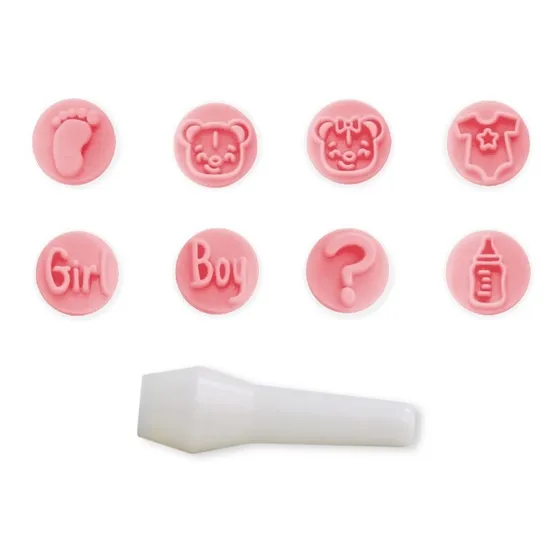 Kit 8 Carimbos Para Doces Baby Rosa Bb Bluestar Chá de Bebe Chá Revelação