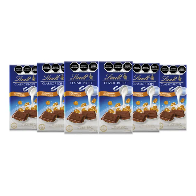 Pack 6 Barras Chocolate Lindt Caramelo Y Sal De Mar 125g
