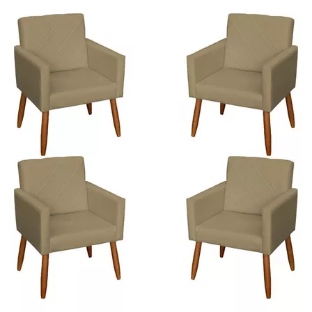 Kit 4 Poltronas Decorativas Bea Reforçada Cores Cor Nude Desenho Do Tecido Suede Liso