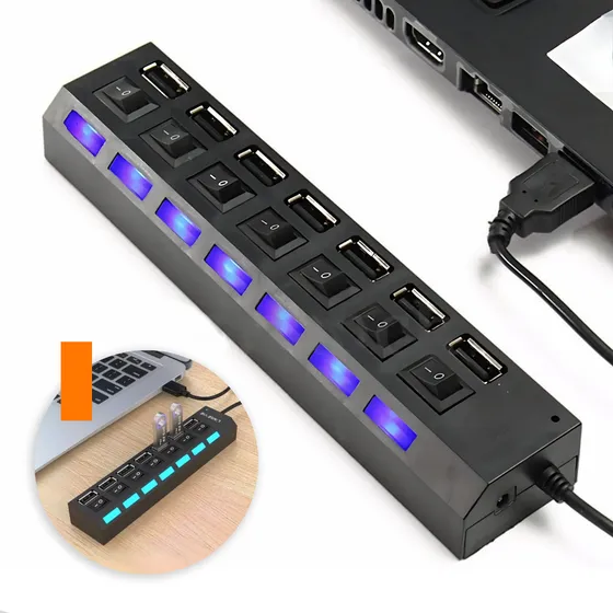 Polaris Shop Extensor Hub Usb Switch 7 Portas 2.0 Para Impressora Cabo Entrada Com Várias Portas Para Notebook Computador Pc Teclado Multimídia Adaptador Mesa Extensor High Speed Hd Externo Pen Drive